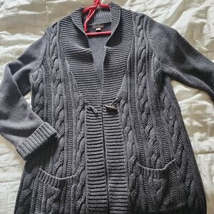 Eddie Bauer Dark Gray Cable Knit Cardigan